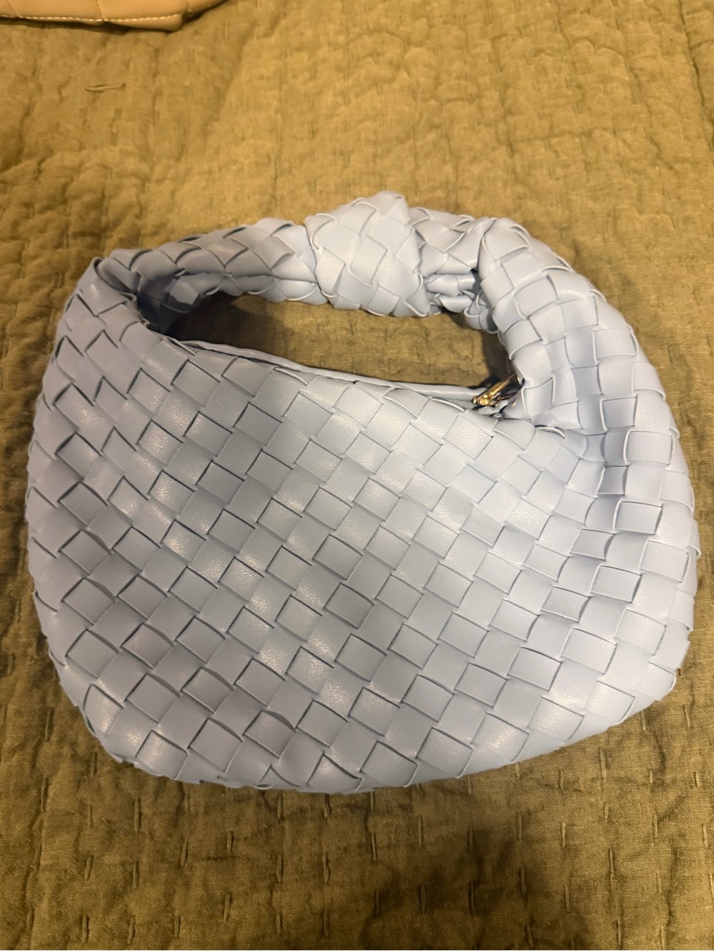 Woven Knot Handle Bag - Blue
